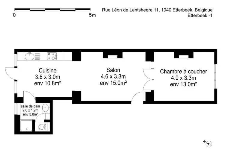 Très bel appartement d'une chambre à Etterbeek, Bruxelles Interior 1