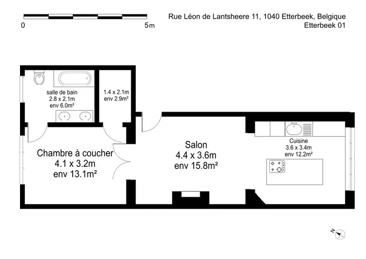 Charming 1 bedroom apartment in Etterbeek, Brussels Interior 1