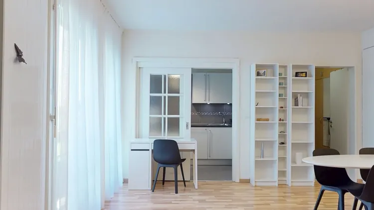 Studio lumineux avec coin nuit, bureau et cuisine équipée à Genève Interior 1